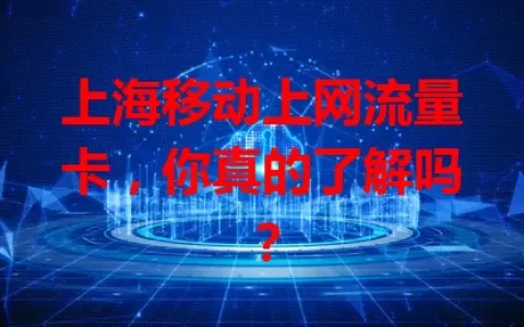上海移动上网流量卡，你真的了解吗？