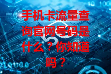 手机卡流量查询官网号码是什么?你知道吗?