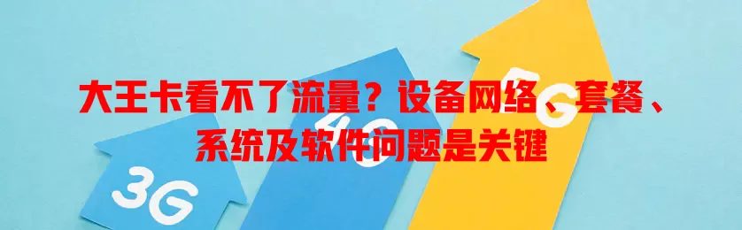 大王卡看不了流量?设备网络、套餐、系统及软件问题是关键