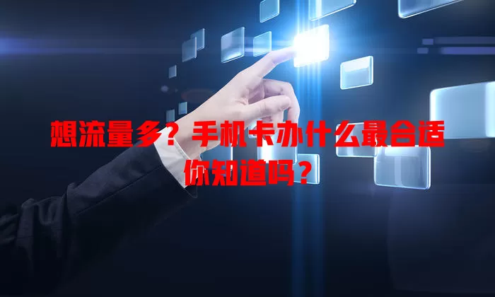 想流量多?手机卡办什么最合适你知道吗?