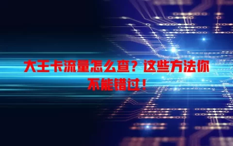 大王卡流量怎么查？这些方法你不能错过！