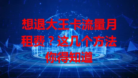 想退大王卡流量月租费?这几个方法你得知道