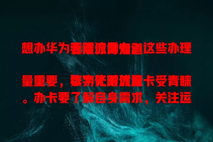 想办华为无限流量卡?这些办理要点你得知道
数字化时代流量重要,华为无限流量卡受青睐。办卡要了解自身需求,关注运营商政策,考虑设备兼容性,重视办理流程与售后服务,综合考量才能选到适合的卡畅享网络生活