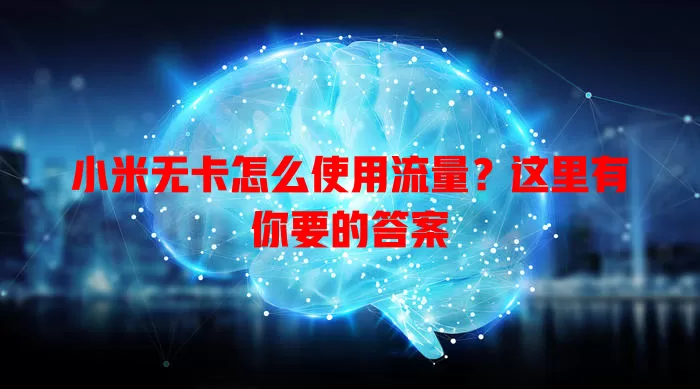 小米无卡怎么使用流量?这里有你要的答案