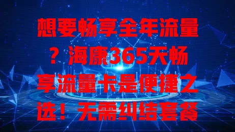 想要畅享全年流量?海康365天畅享流量卡是便捷之选!无需纠结套餐,一年随时畅快用,网络稳定,在哪都能自在在线,开启无忧流量之旅