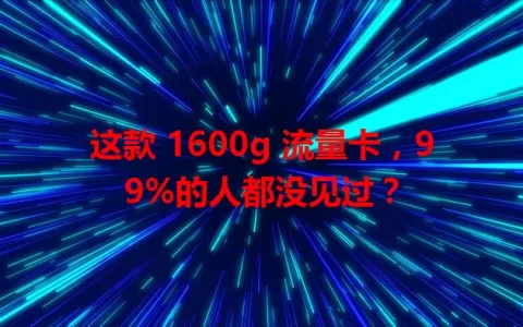 这款 1600g 流量卡，99%的人都没见过？