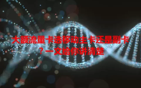 大额流量卡选移动主卡还是副卡？一文给你讲清楚