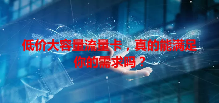 低价大容量流量卡,真的能满足你的需求吗?
