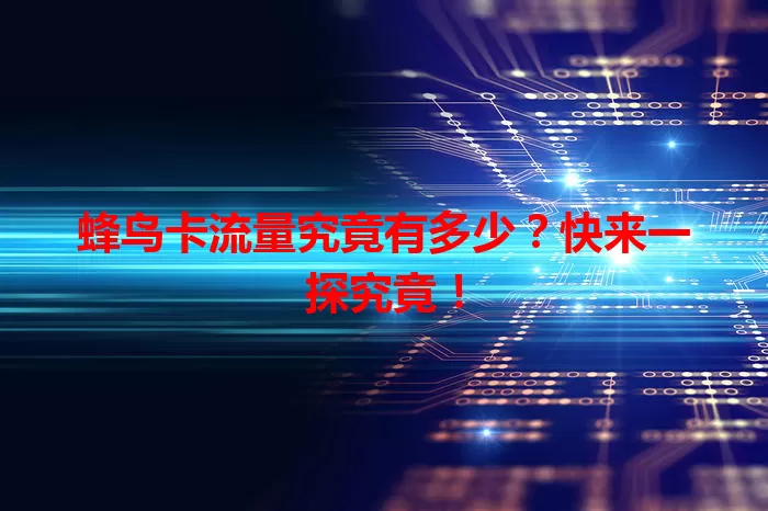 蜂鸟卡流量究竟有多少?快来一探究竟!