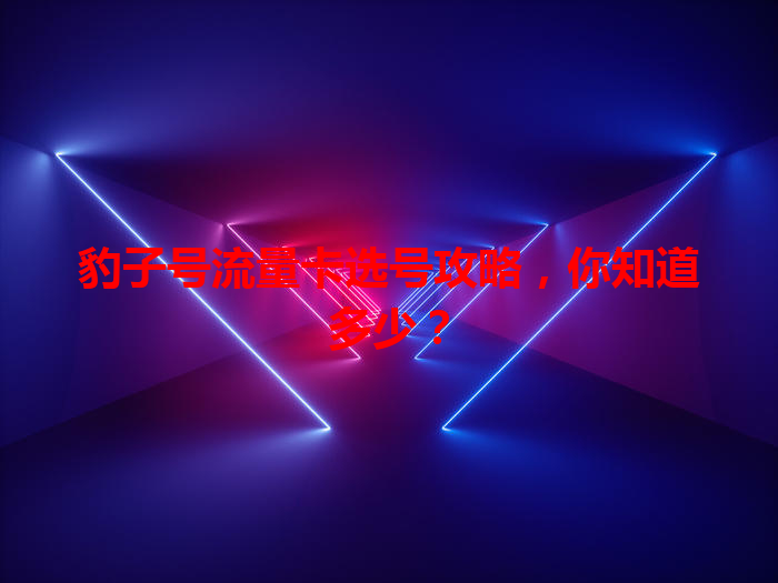 豹子号流量卡选号攻略，你知道多少？