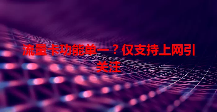 流量卡功能单一?仅支持上网引关注