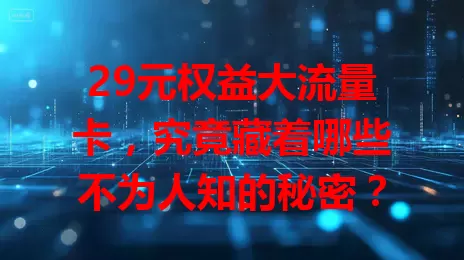 29元权益大流量卡,究竟藏着哪些不为人知的秘密?