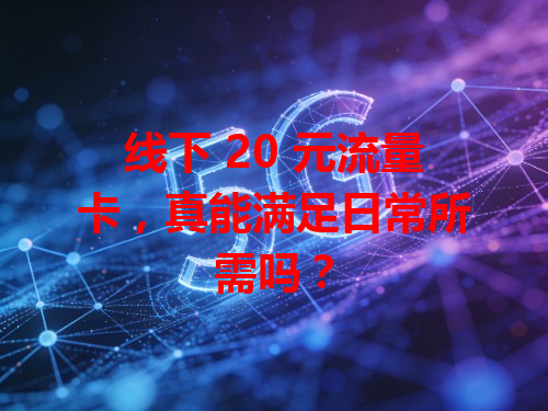 线下 20 元流量卡，真能满足日常所需吗？