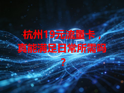 杭州19元流量卡，真能满足日常所需吗？