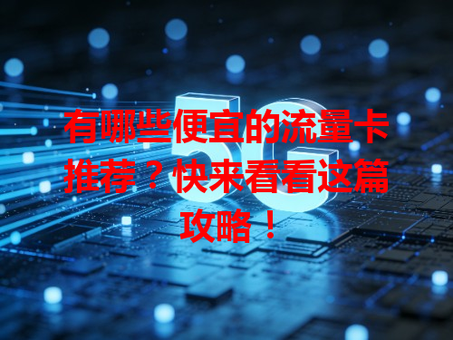 有哪些便宜的流量卡推荐？快来看看这篇攻略！