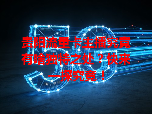 贵阳流量卡主播究竟有啥独特之处？快来一探究竟！