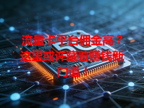 流量卡平台佣金高？这里或许藏着赚钱新门道！