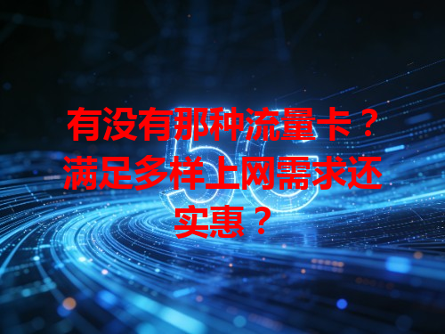 有没有那种流量卡？满足多样上网需求还实惠？