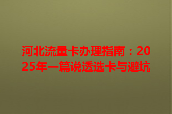 河北流量卡办理指南：2025年一篇说透选卡与避坑