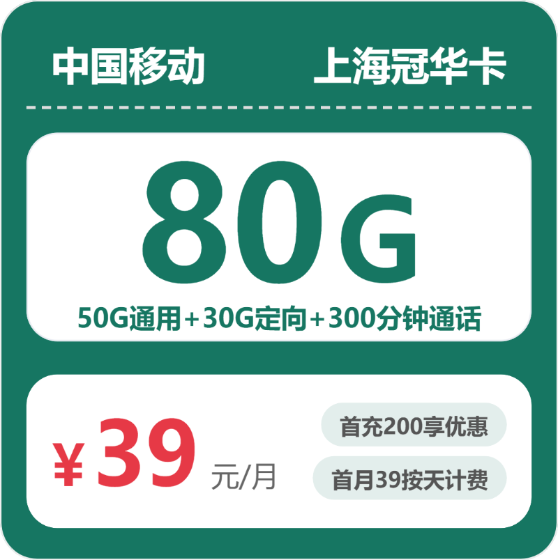 移动上海冠华卡③-套餐详情+办理入口