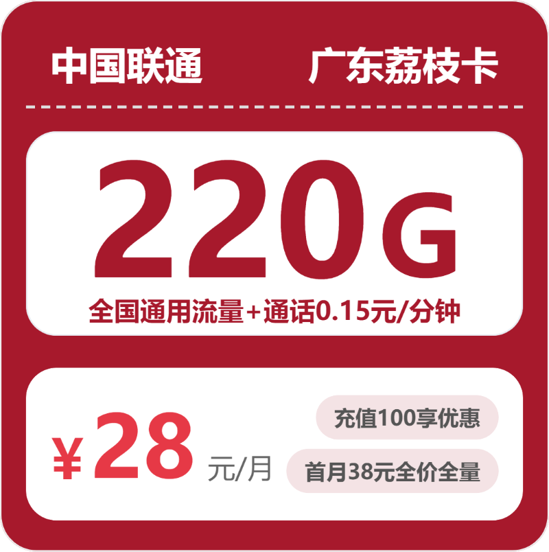 联通广东荔枝卡-套餐资料+办理通道