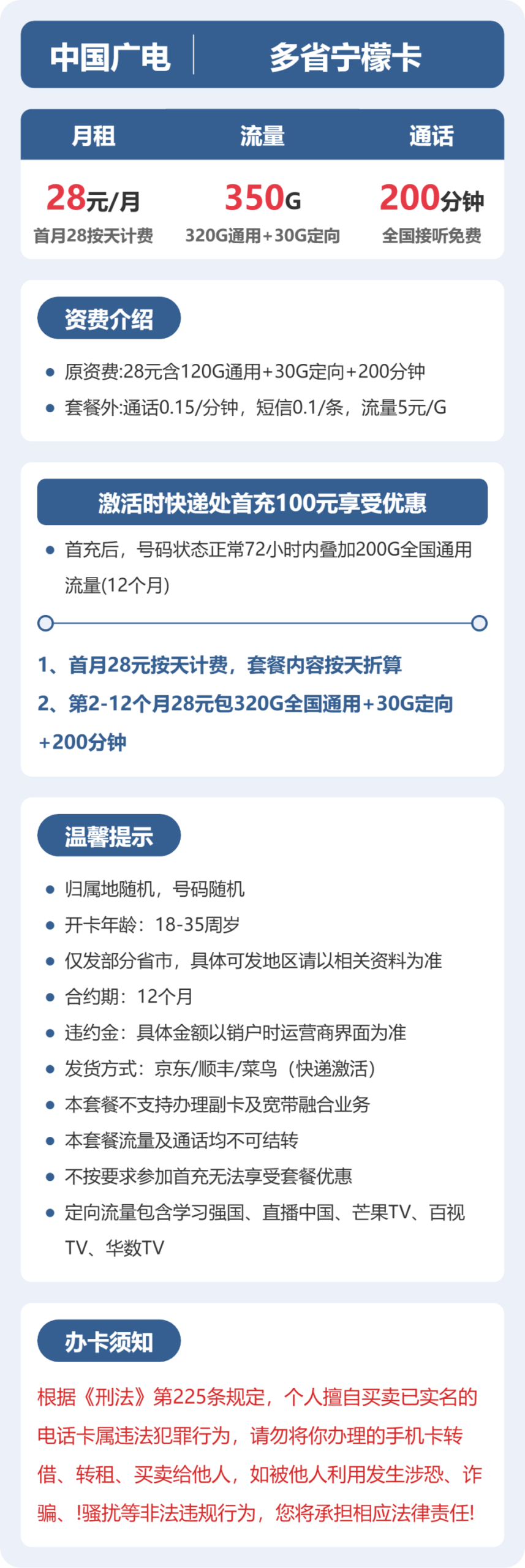 广电多省宁檬卡详情