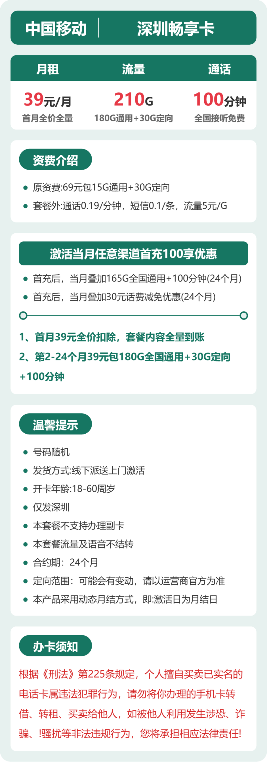 移动深圳畅享卡②详情