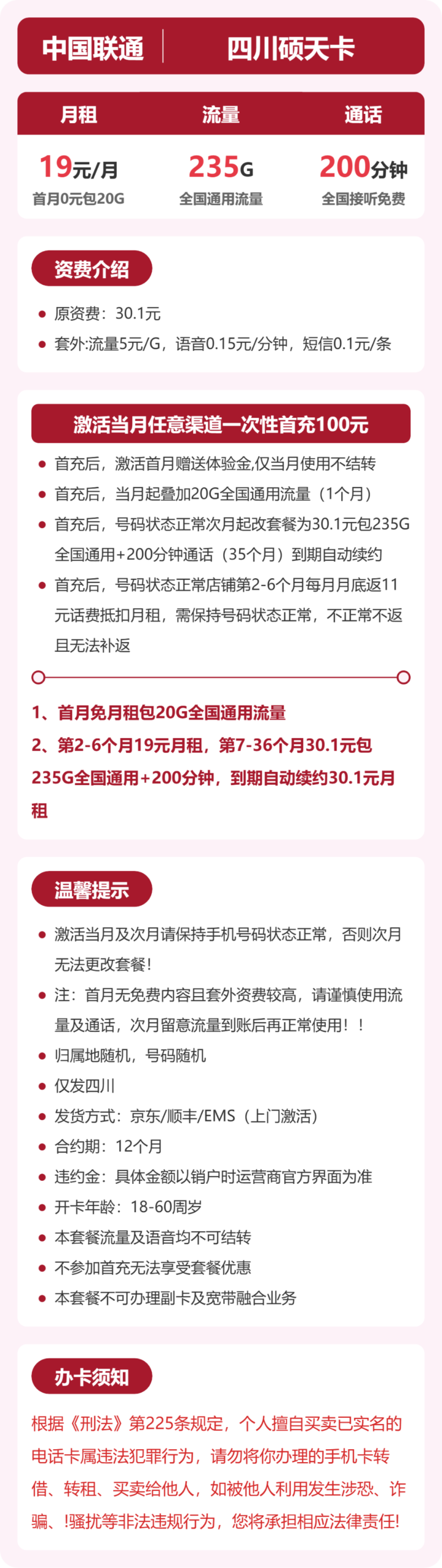 联通四川硕天卡详情