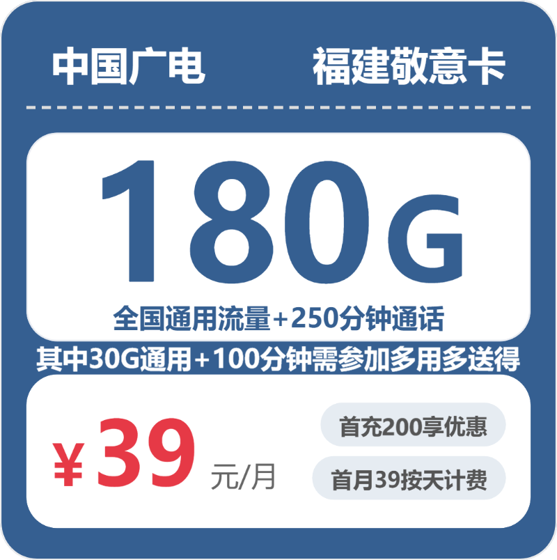广电福建敬意卡③-套餐资料+办理指南