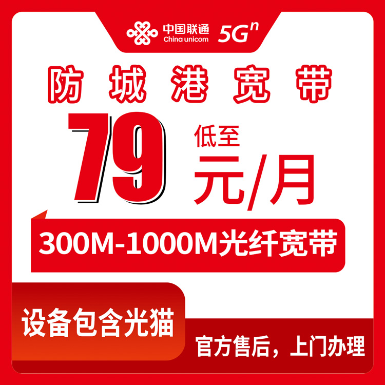 2026年8月14日广西防城港港口区联通宽带月包套餐实测，79元300M/99元500M/139元1000M到底咋选