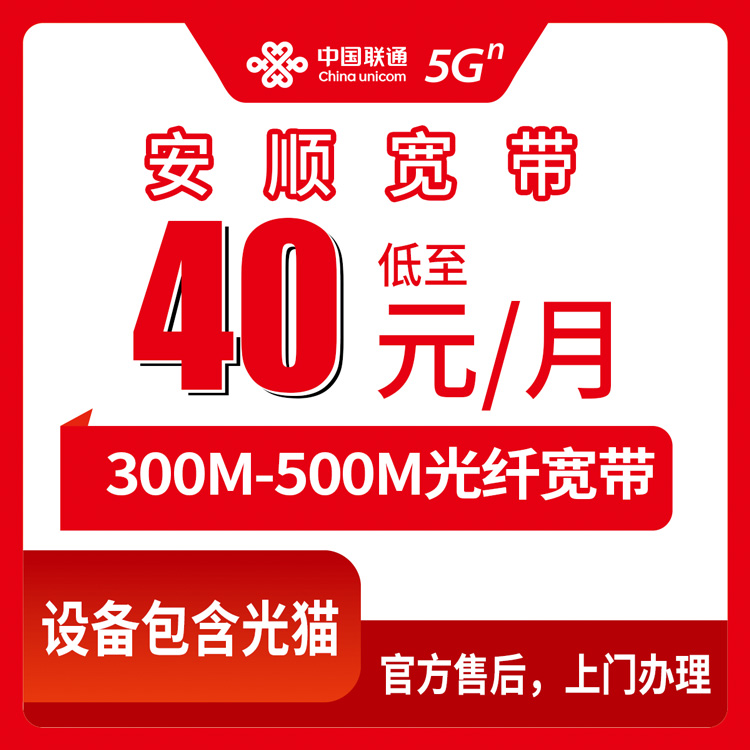 2026年8月11日贵州省安顺市西秀区联通宽带怎么选？40元300M单宽带真实测评